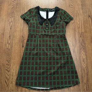 Sourpuss geometric skater Dress Checkered Pattern short sleeve large retro